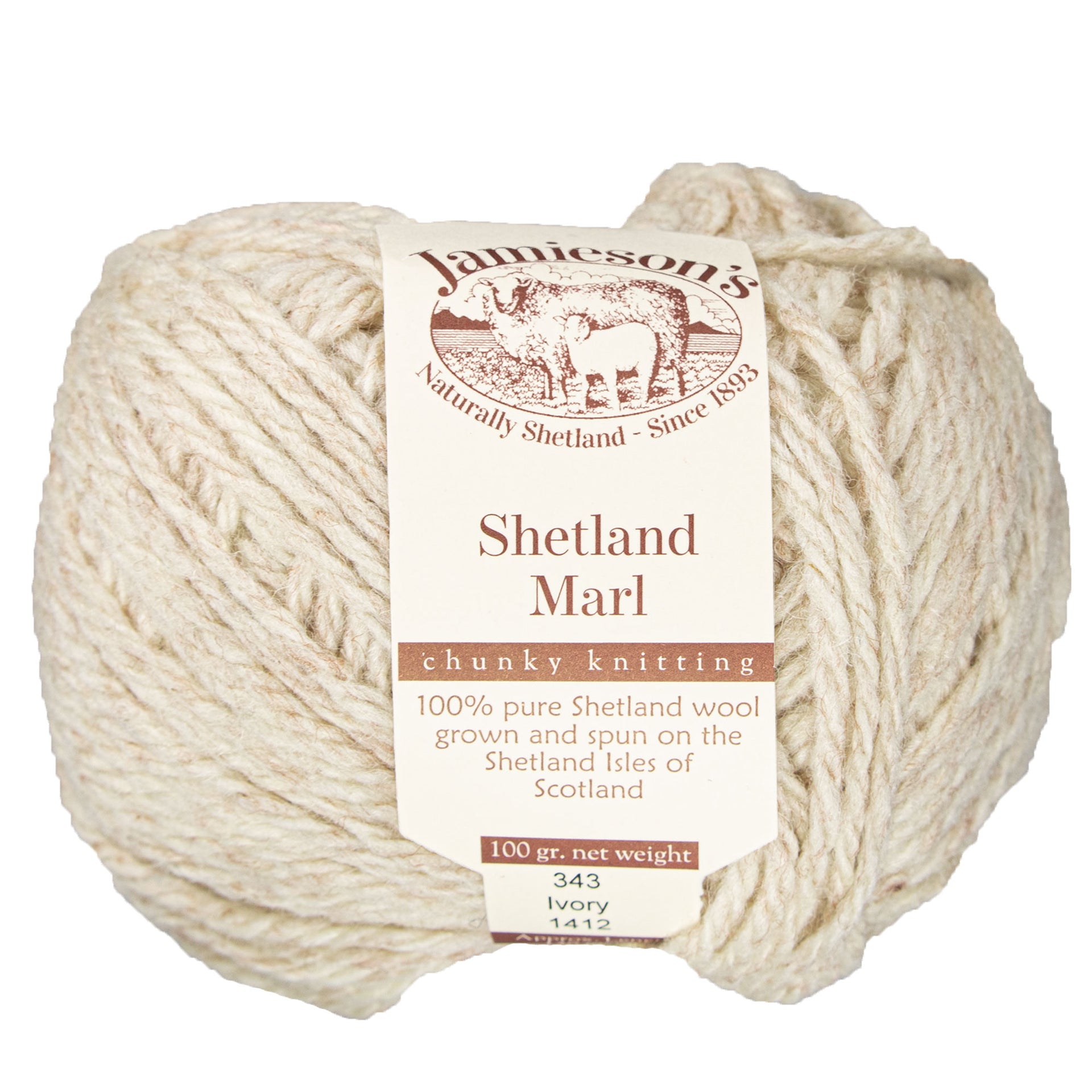 Jamieson's of Shetland Marl Chunky Yarn - 343 Ivory - Zoom Image
