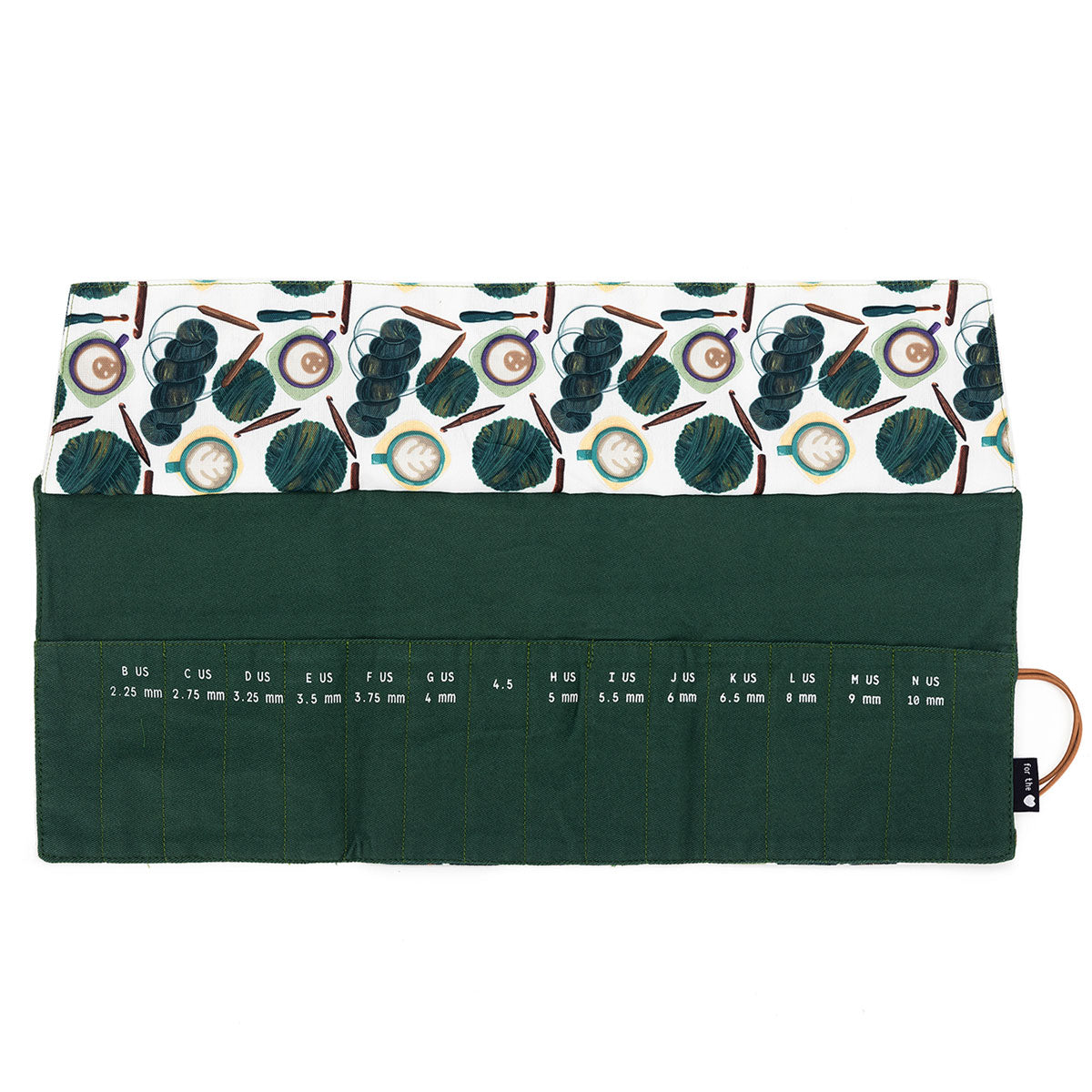 della Q Crochet Roll - 168-2 - Fabric Print Collection - Coffee and Yarn Green - Extra Image
