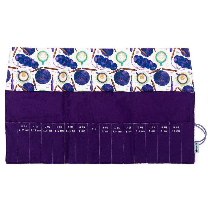 della Q Crochet Roll - 168-2 - Fabric Print Collection - Coffee and Yarn Purple - Extra Image