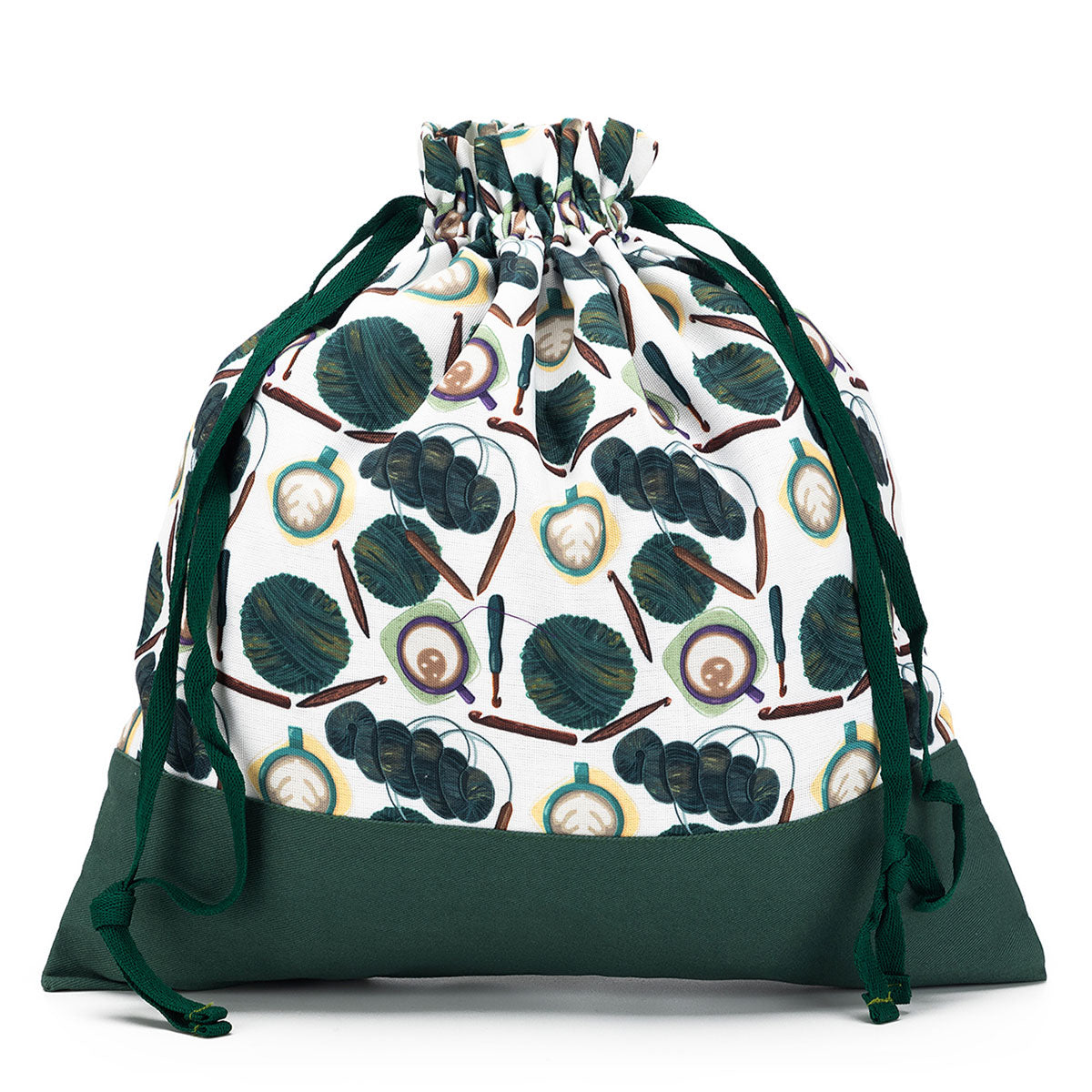 della Q Large Eden Project Bag - 119-2 - Fabric Print Collection - Coffee and Yarn Green - Extra Image
