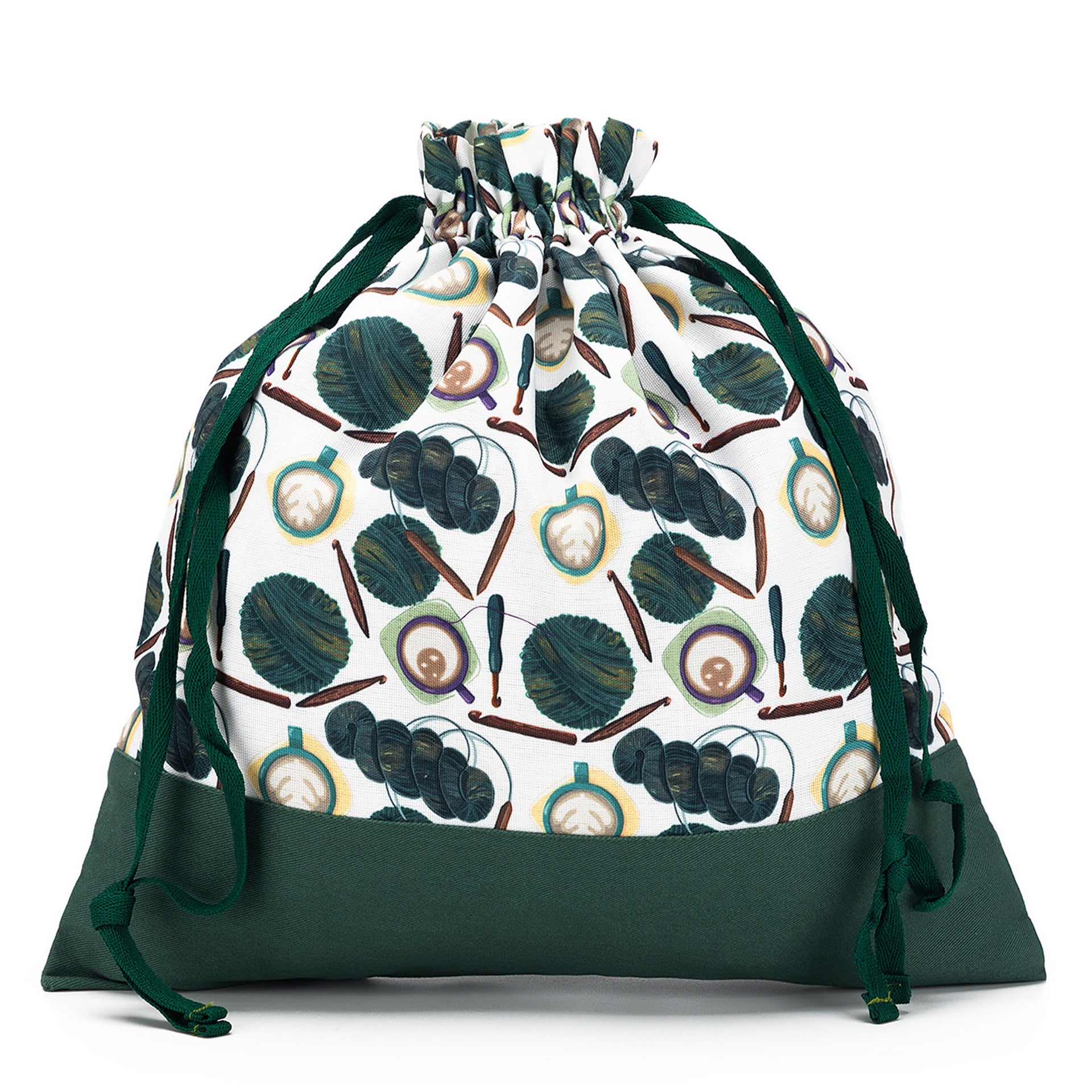 della Q Large Eden Project Bag - 119-2 - Fabric Print Collection - Coffee and Yarn Green - Zoom Image
