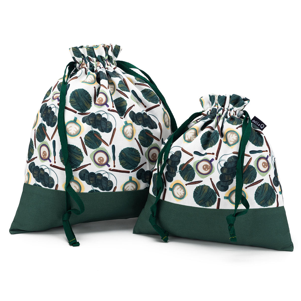 della Q Small Eden Project Bag - 115-1 - Fabric Print Collection - Coffee and Yarn Green - Extra Image