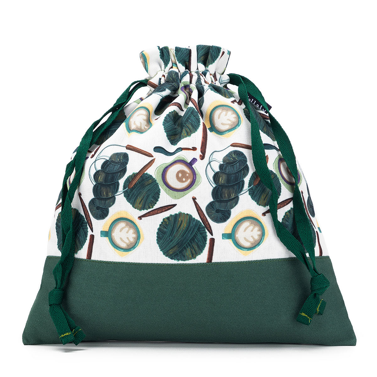 della Q Small Eden Project Bag - 115-1 - Fabric Print Collection - Coffee and Yarn Green - Extra Image