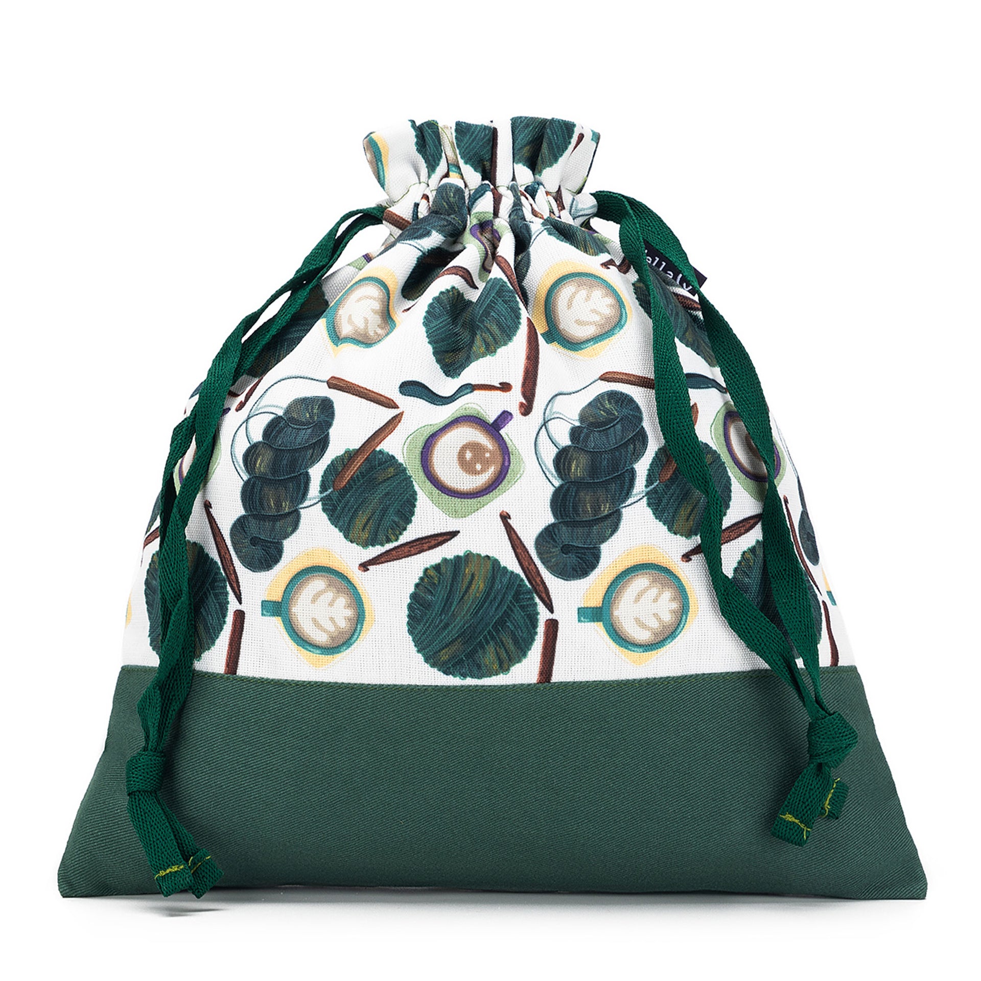 della Q Small Eden Project Bag - 115-1 - Fabric Print Collection - Coffee and Yarn Green - Zoom Image
