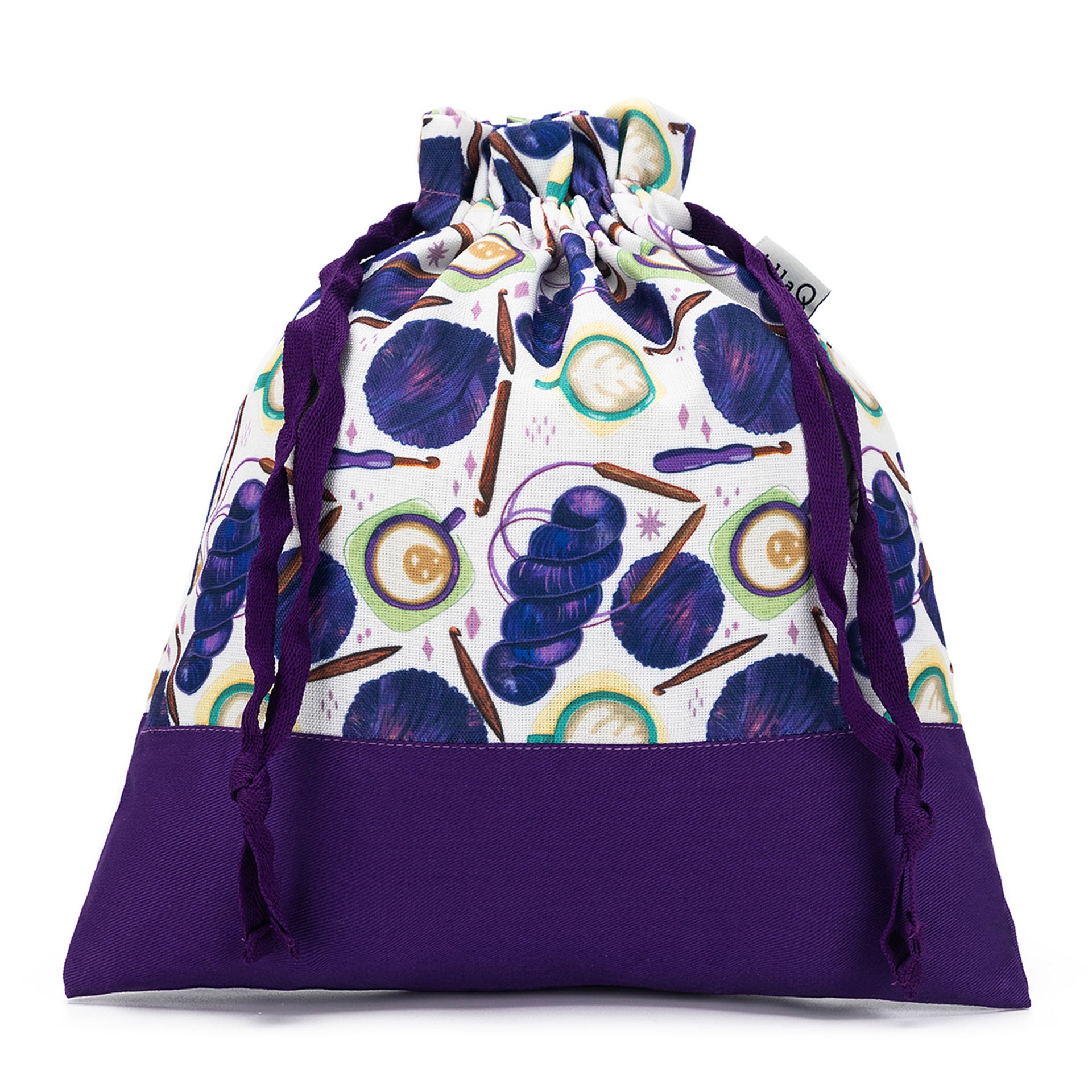 della Q Small Eden Project Bag - 115-1 - Fabric Print Collection - Coffee and Yarn Purple - Zoom Image
