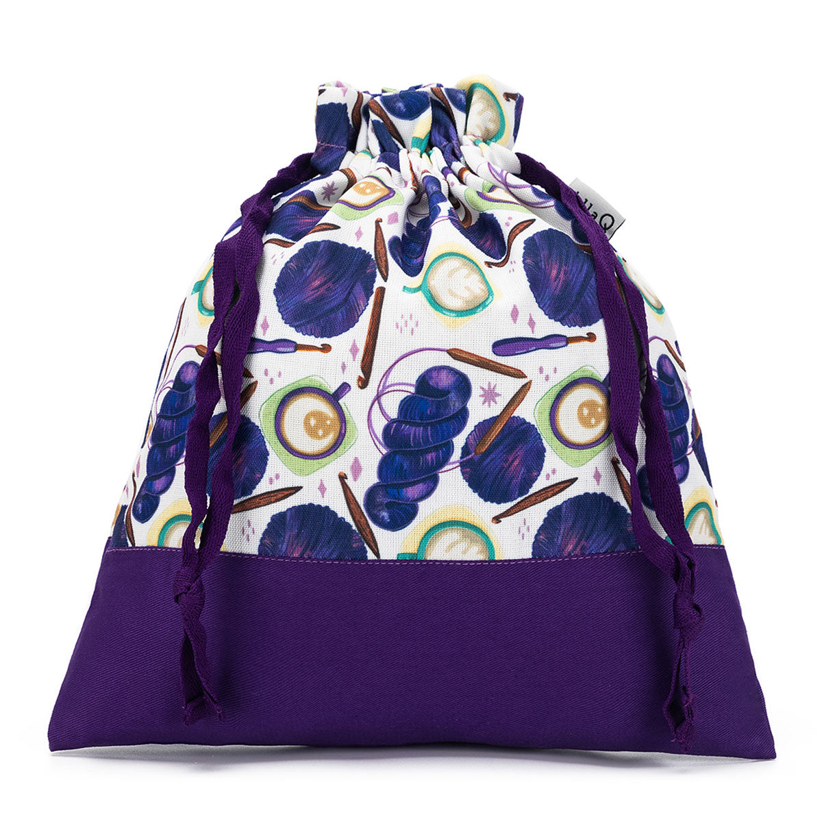 della Q Small Eden Project Bag - 115-1 - Fabric Print Collection - Coffee and Yarn Purple - Extra Image
