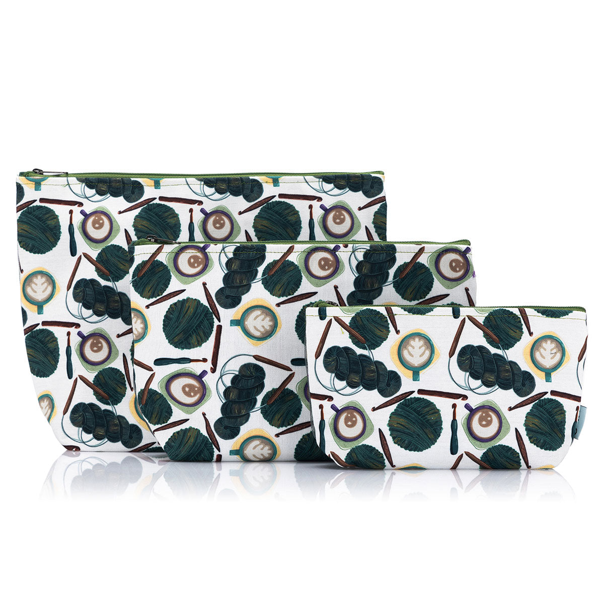della Q Mesh + Zip Collection - 1123-1 - Fabric Print Collection - Coffee and Yarn Green - Extra Image
