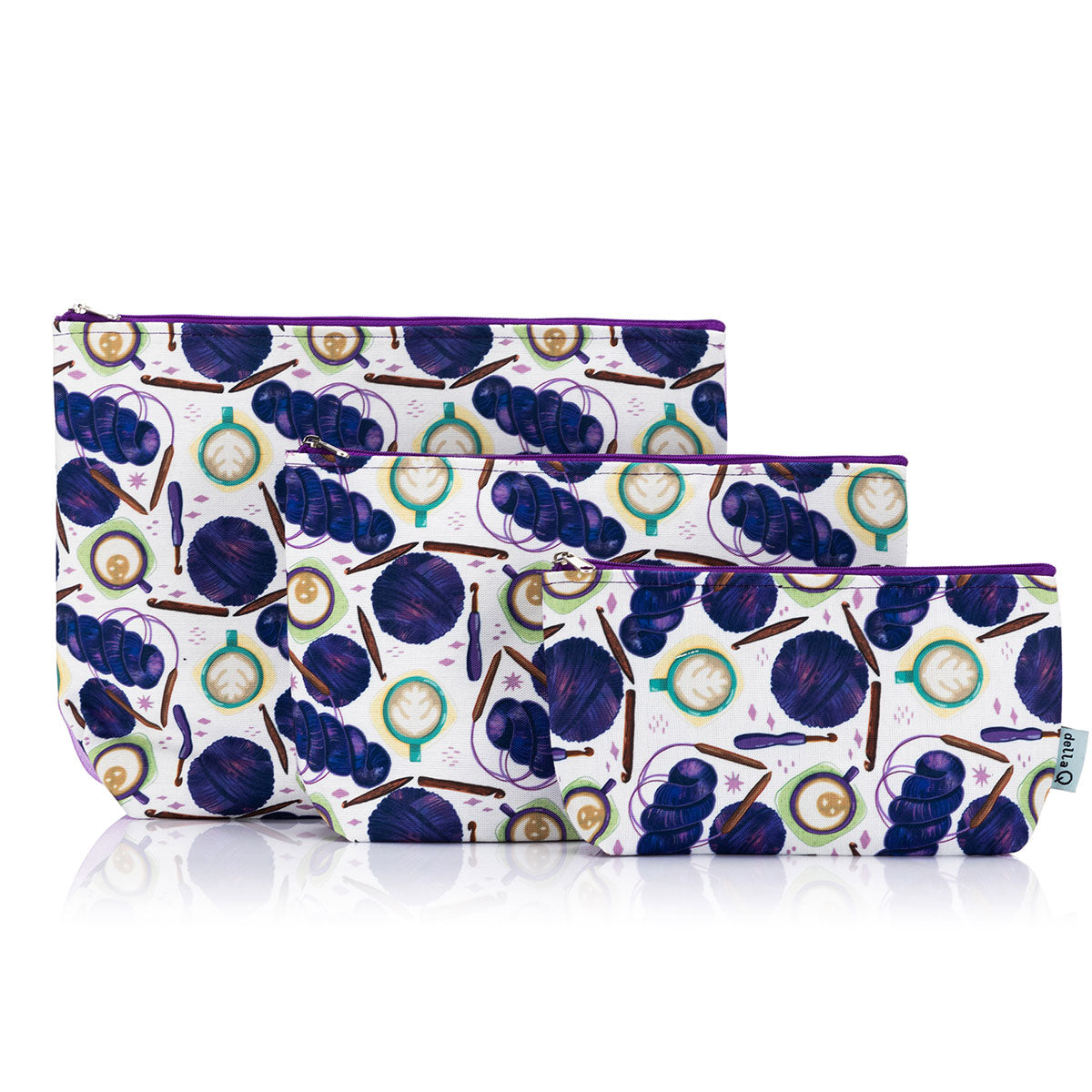 della Q Mesh + Zip Collection - 1123-1 - Fabric Print Collection - Coffee and Yarn Purple - Extra Image
