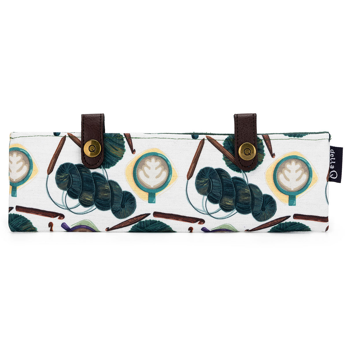 della Q Sock Needle Keeper - 1201-1 - Fabric Print Collection - Coffee and Yarn Green - Extra Image
