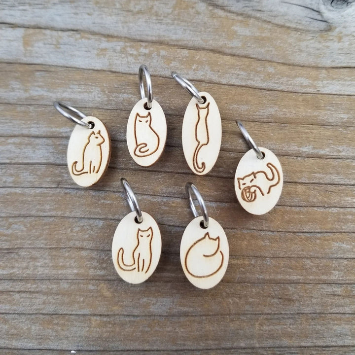 Katrinkles Cat-rinkles Cat Collection - Cat Stitch Marker Set - Wood - Extra Image