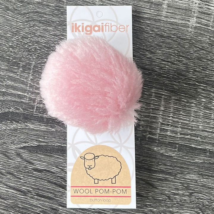 Ikigai Fiber Wool Pom Poms - Pink Wool Pom 8cm - Extra Image
