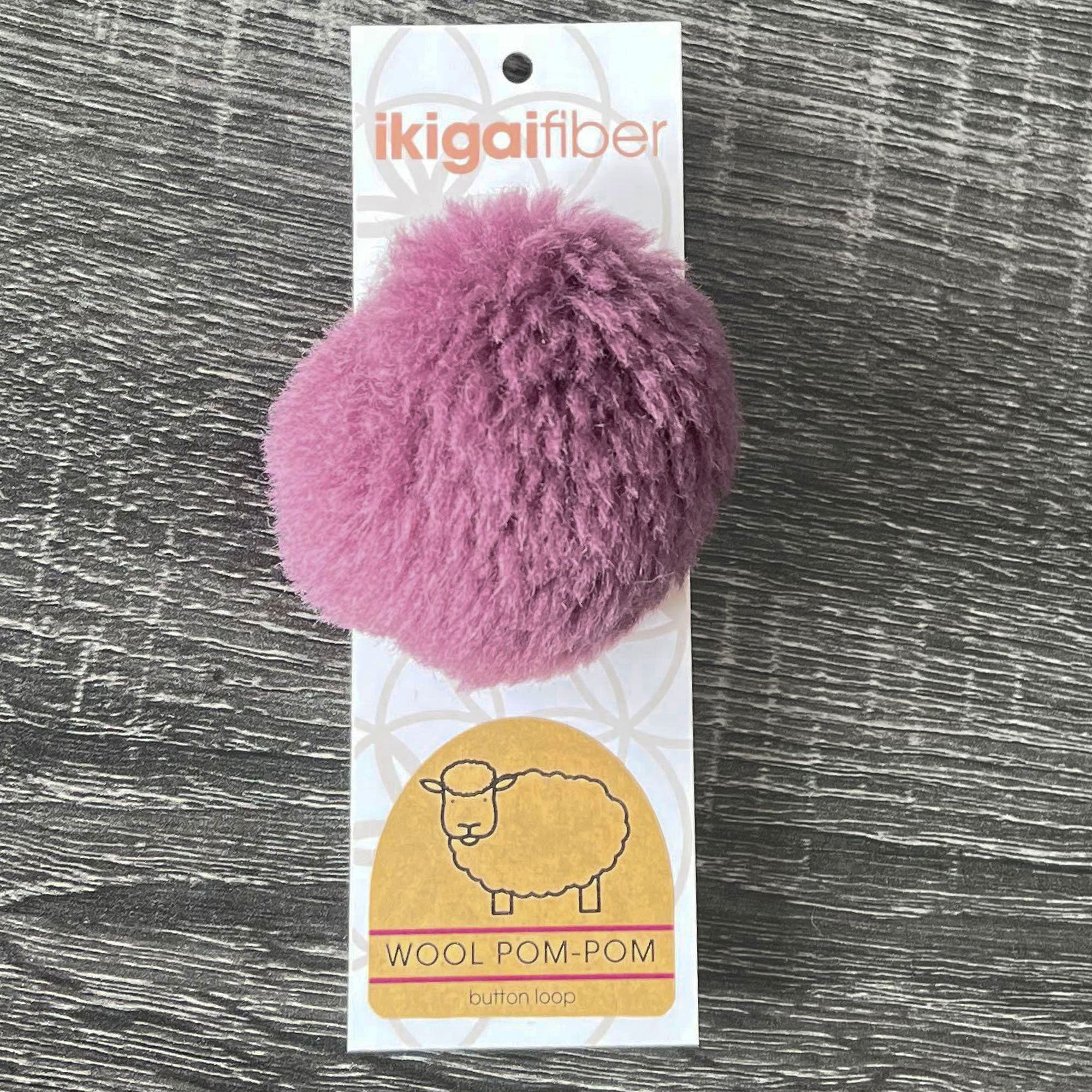 Ikigai Fiber Wool Pom Poms - Mauve Wool Pom 8cm - Zoom Image