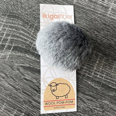 Ikigai Fiber Wool Pom Poms - Grey Wool Pom 8cm - Zoom Image