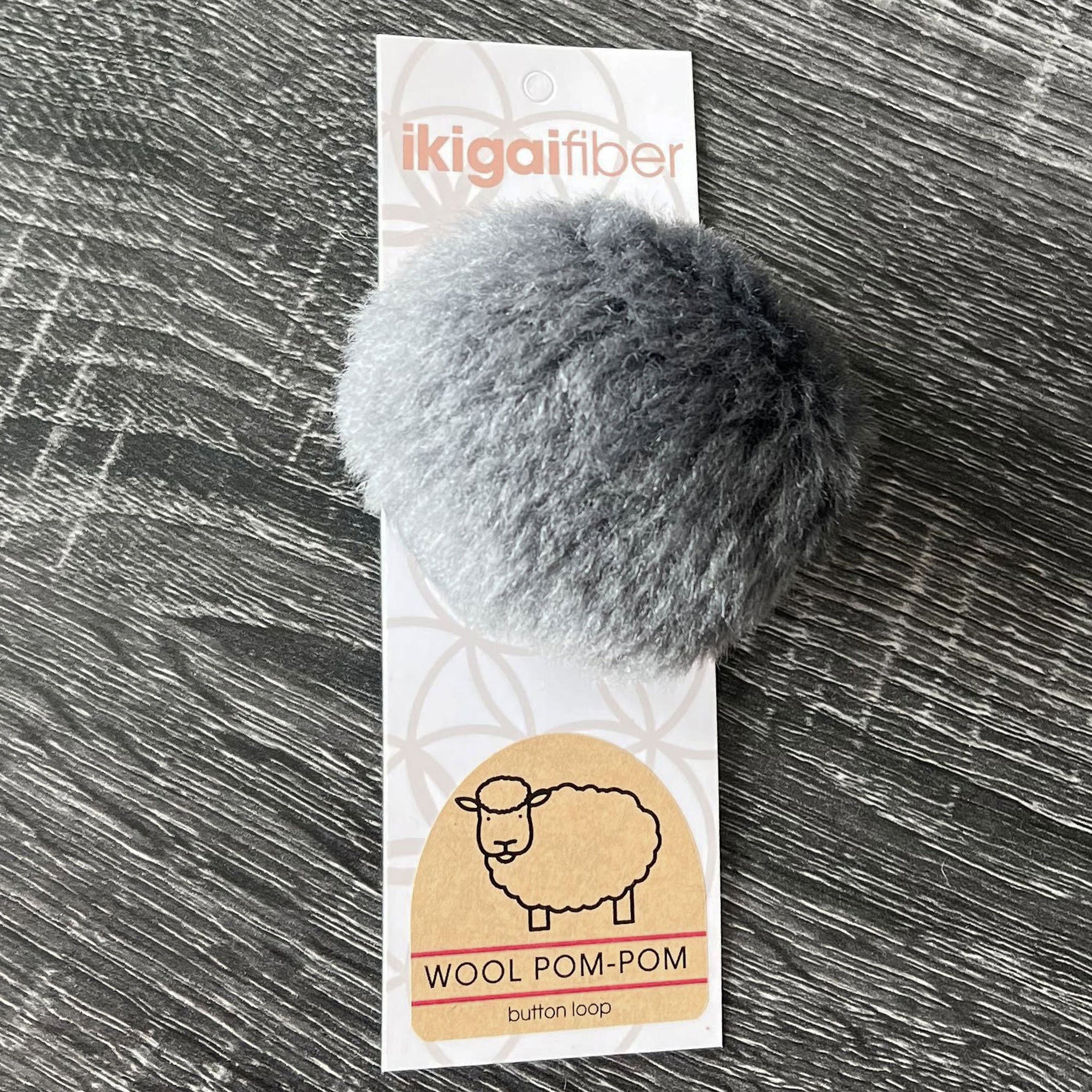 Ikigai Fiber Wool Pom Poms - Grey Wool Pom 8cm - Zoom Image