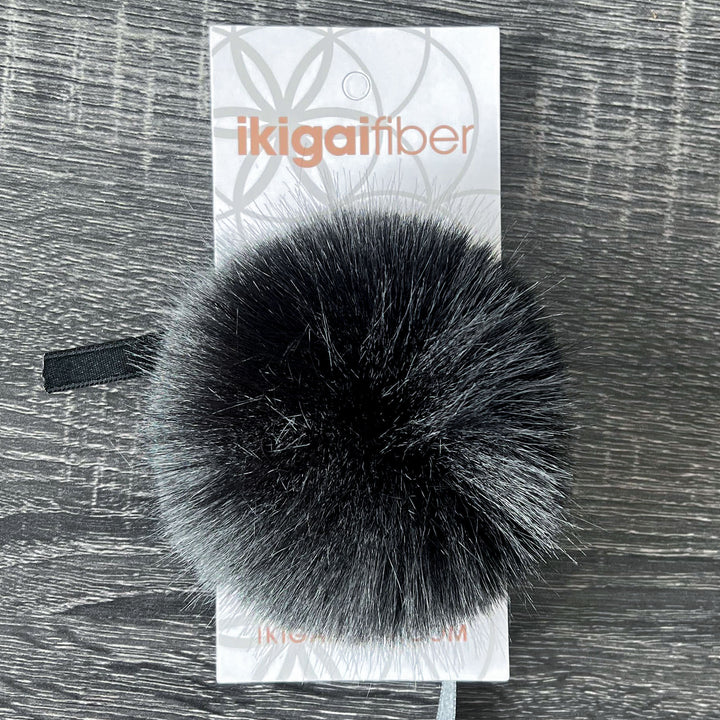 Ikigai Fiber Faux Luxe Pom Poms - Med Lux Black - Zoom Image