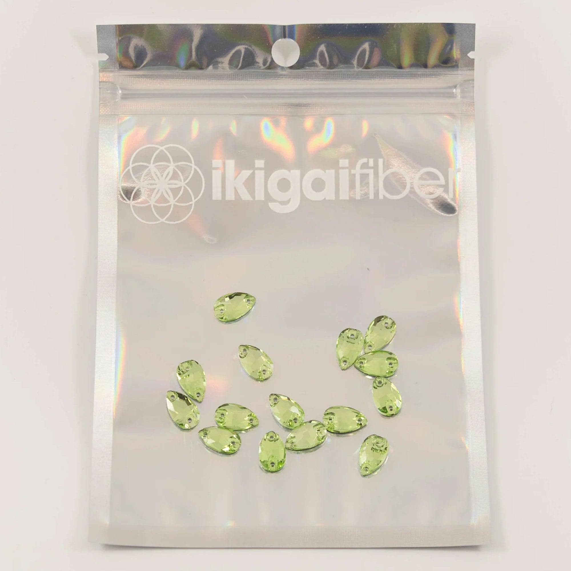 Ikigai Fiber Sew On Crystals & Buttons - Peridot Crystals - Zoom Image