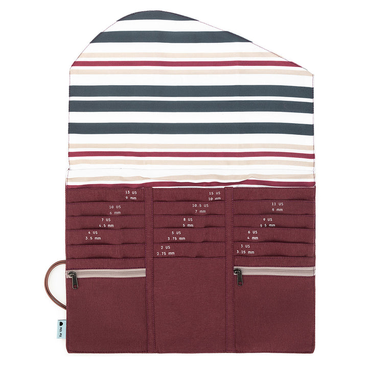 della Q Tri-Fold Circular Needle Case - 1145 - *Linen - Wine - Extra Image