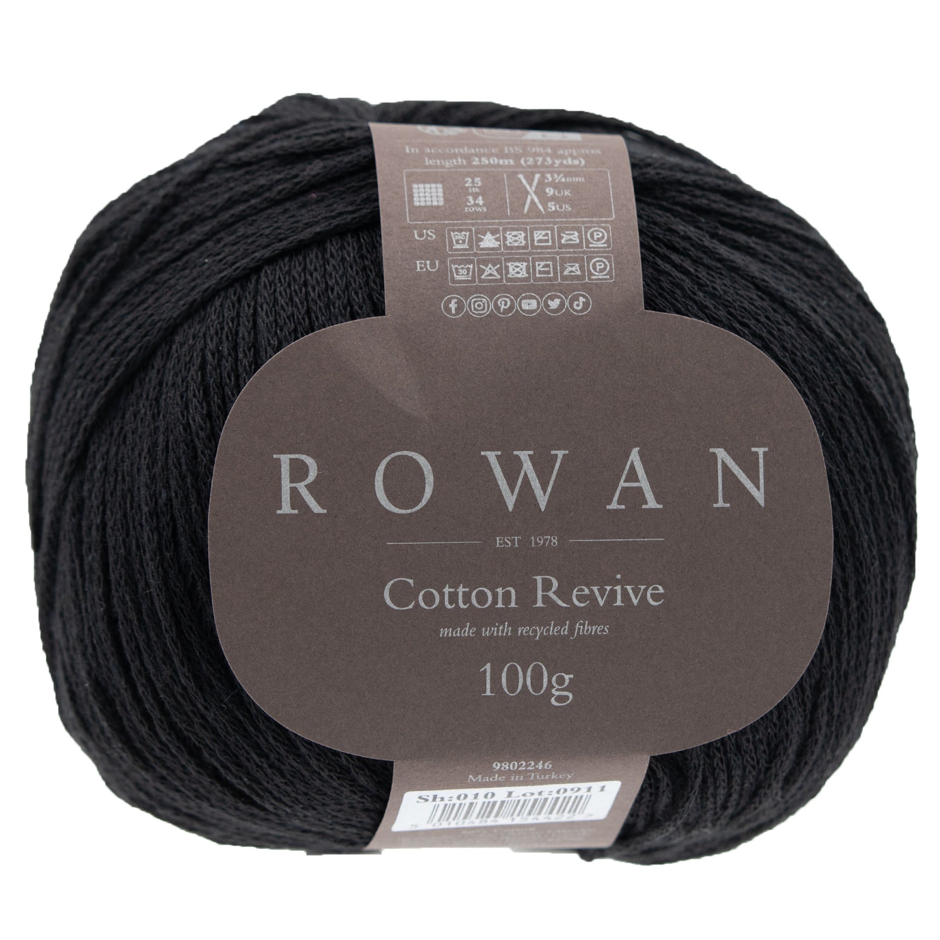 Rowan Cotton Revive Yarn - 010 Black - Zoom Image
