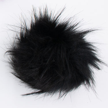 Jimmy Beans Wool Faux Fur Pom Poms w Snap - Black - Zoom Image