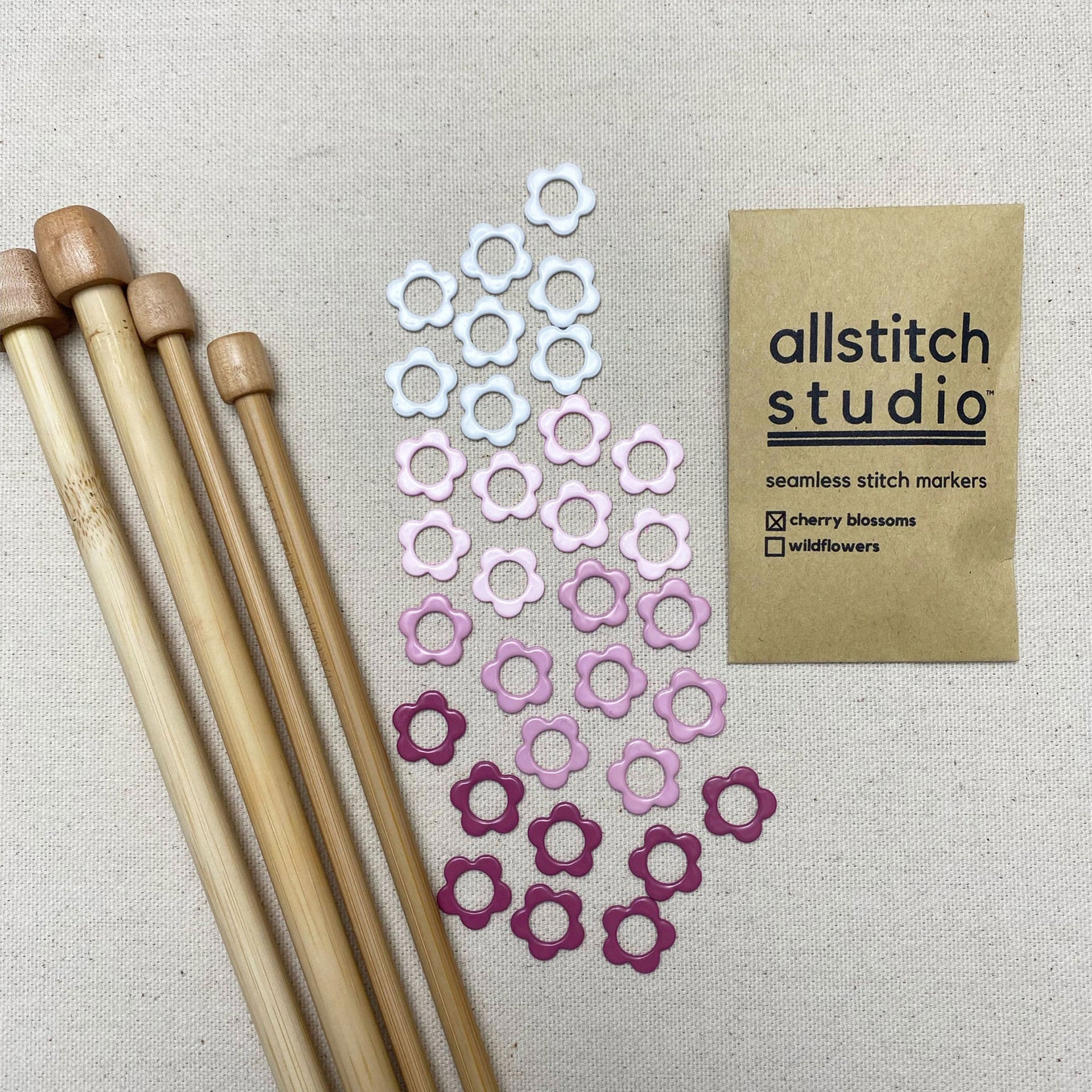 Allstitch Studio Seamless Stitch Markers - Large - Cherry Blossoms - Zoom Image
