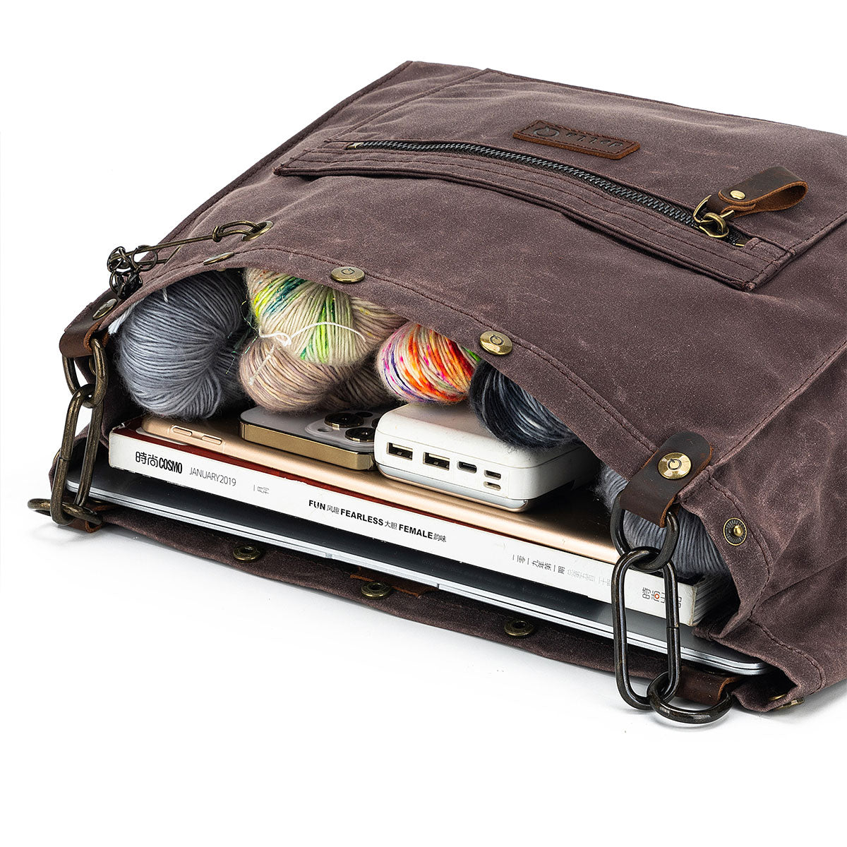 della Q Maker's Canvas Rucksack - Cocoa - Extra Image