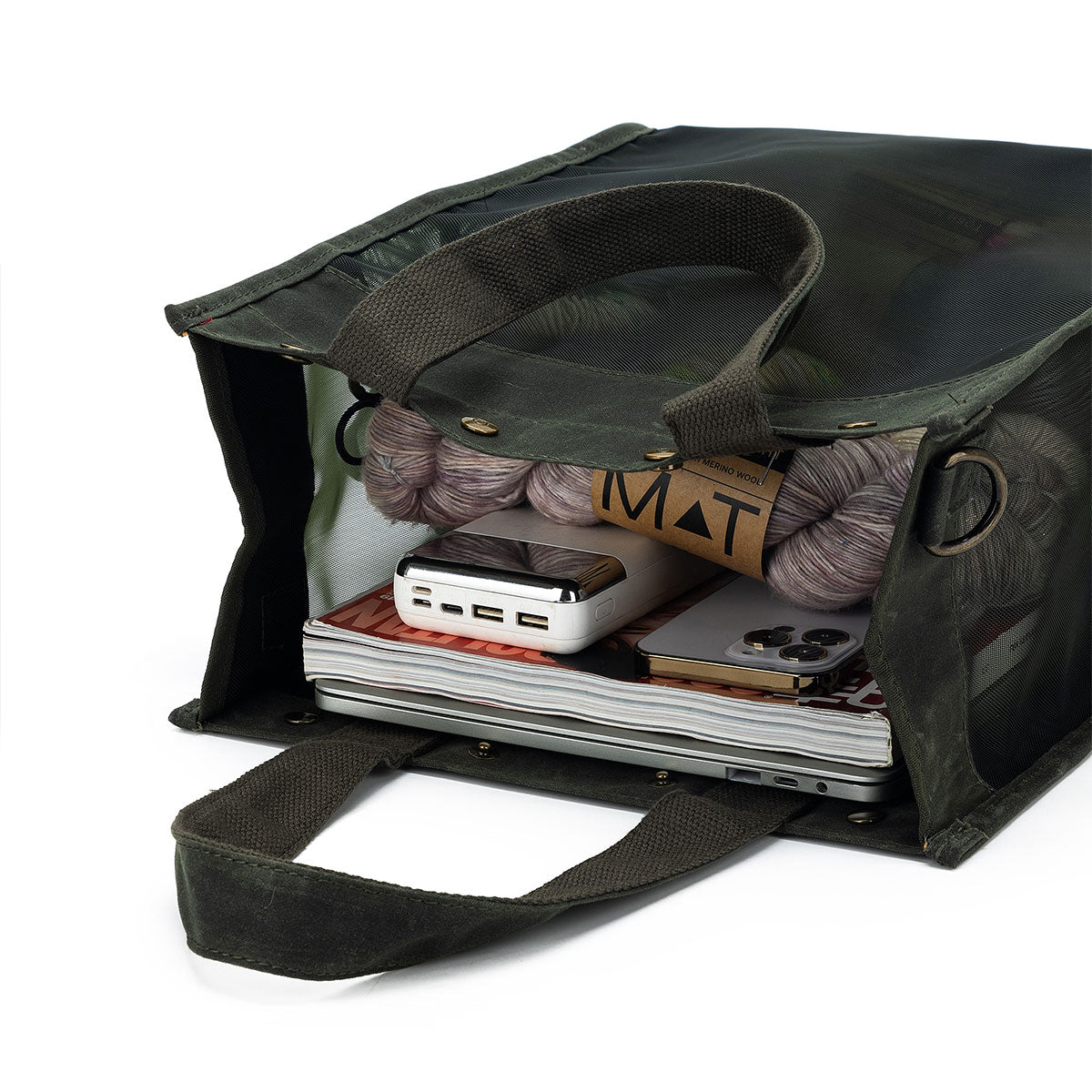 della Q Maker's Tall Mesh Tote - Olive - Extra Image