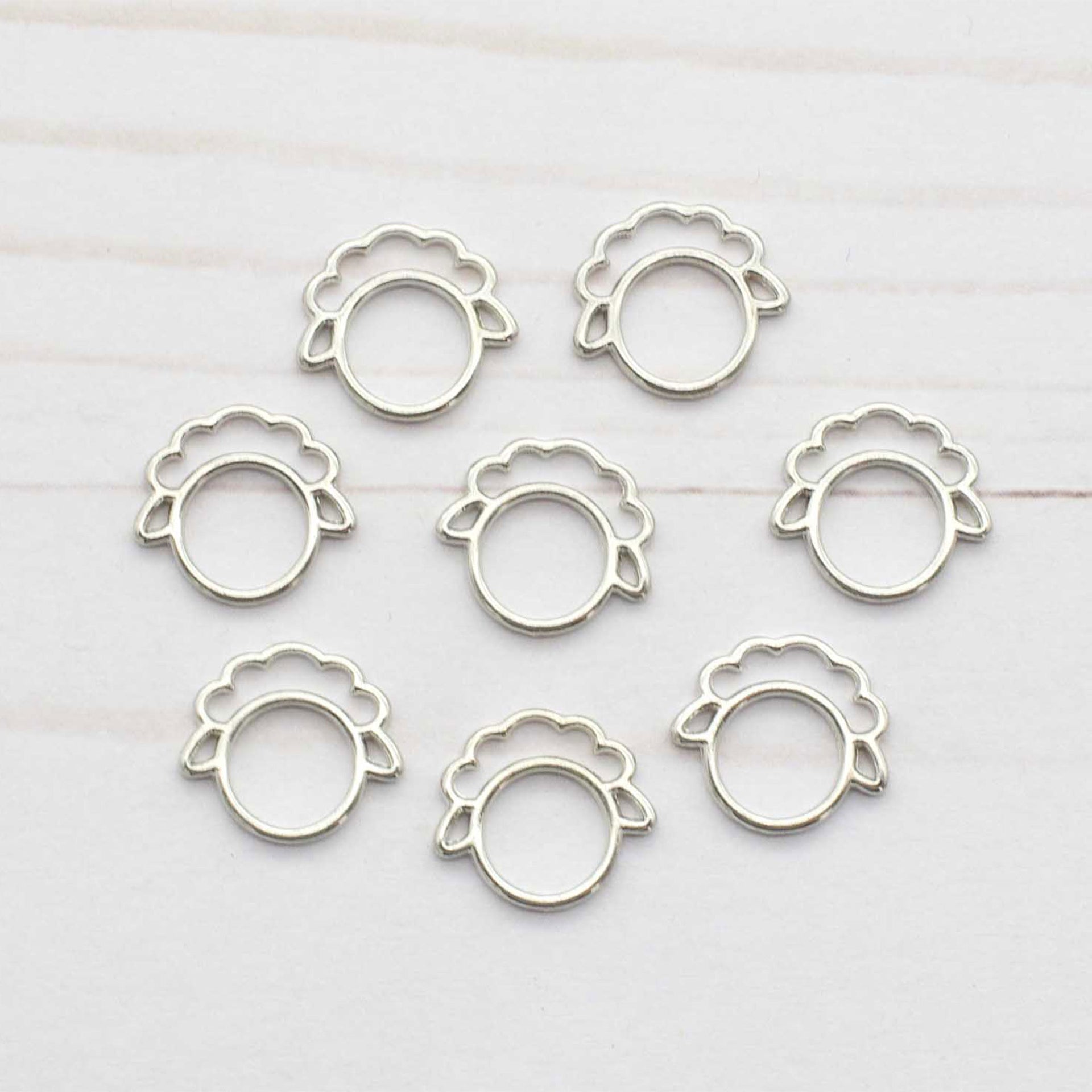 Fox & Pine Stitches Sheep Stitch Markers - Silver Sheep - Closed Ring - Zoom Image
