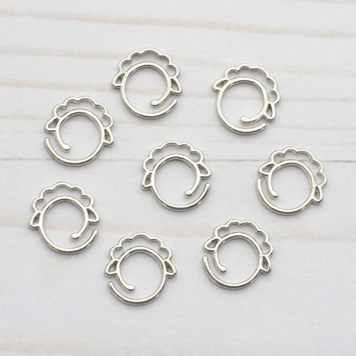 Fox & Pine Stitches Sheep Stitch Markers - Silver Sheep - Split Ring - Extra Image
