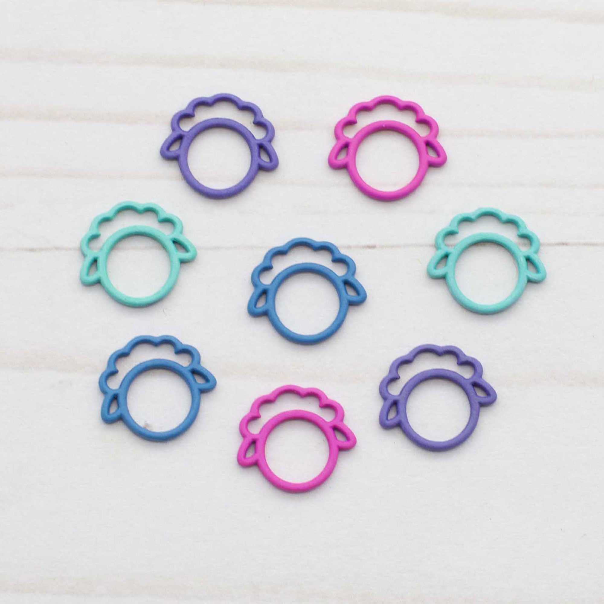 Fox & Pine Stitches Sheep Stitch Markers - Colorful Mix - Closed Ring - Zoom Image