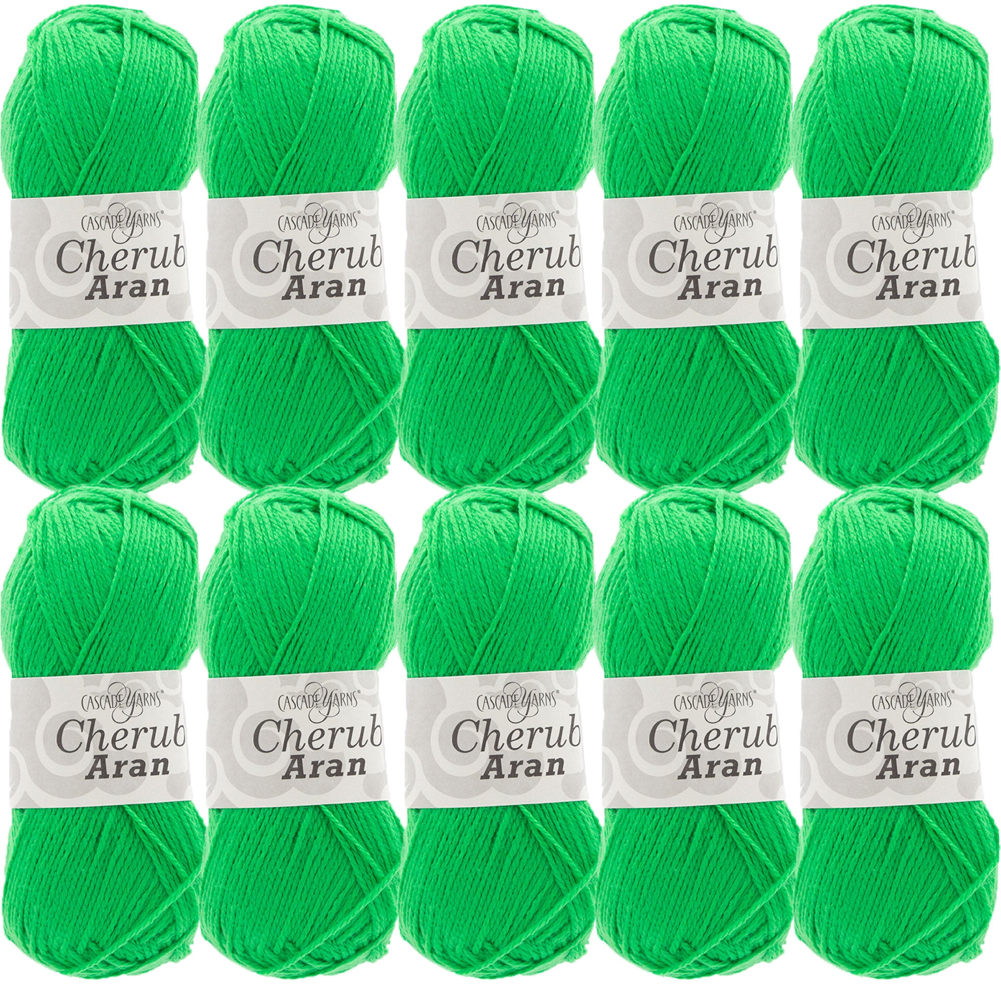Cascade Yarns Cherub Aran Yarn - 98 Vibrant Green - 10-Pack - Zoom Image