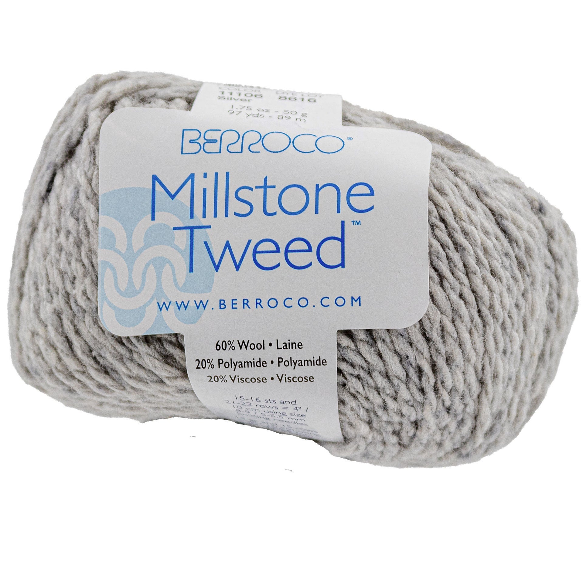 Berroco Millstone Tweed Yarn - 11106 Silver - Zoom Image
