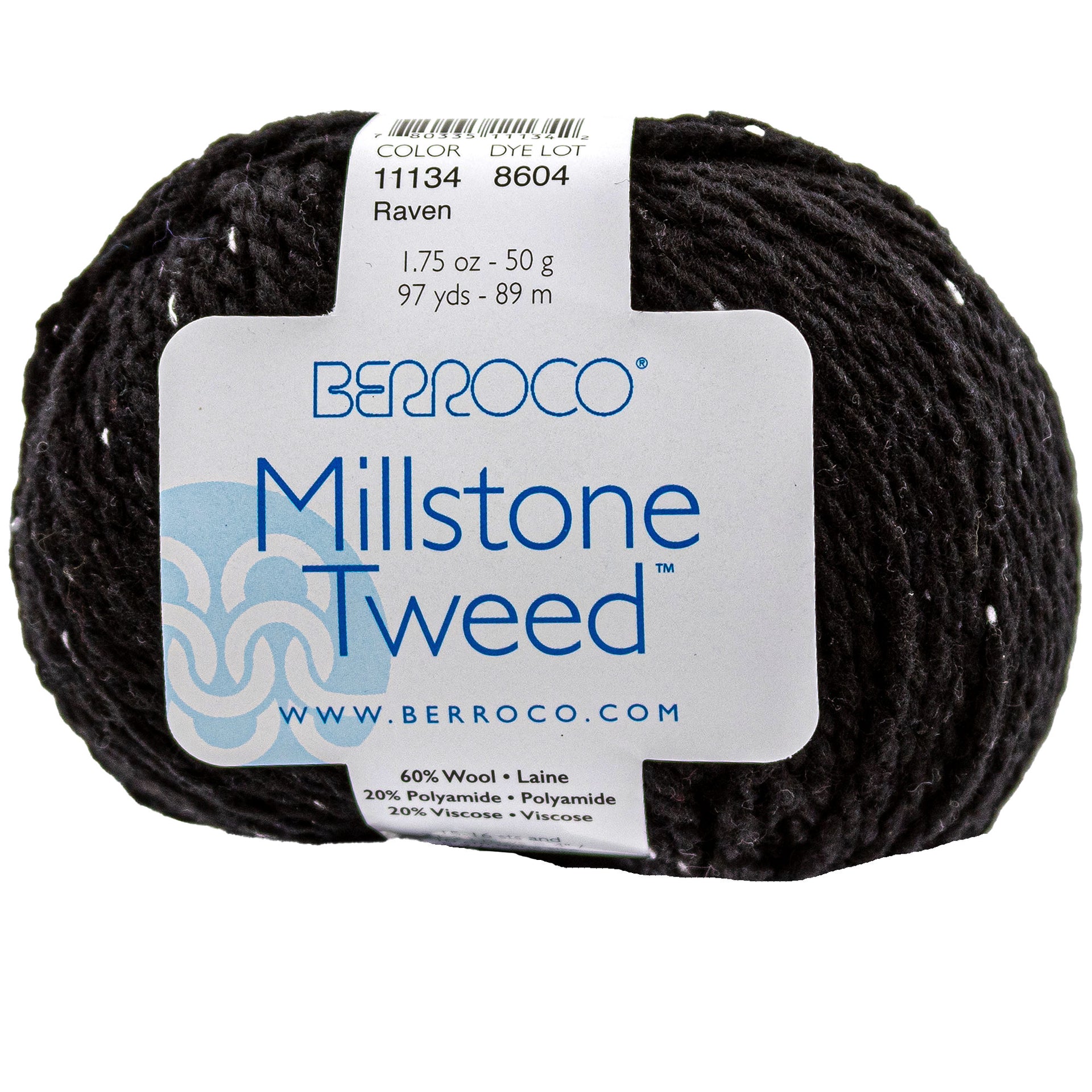 Berroco Millstone Tweed Yarn - 11134 Raven - Zoom Image

