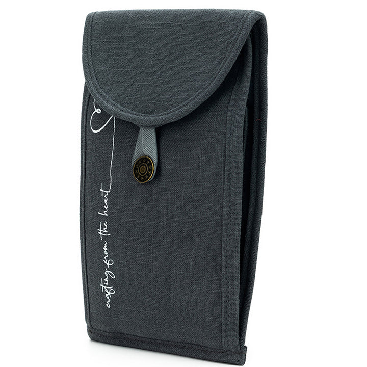 della Q Chicken Boots Accordion Circular Needle Pouch - *Linen - Slate - Extra Image