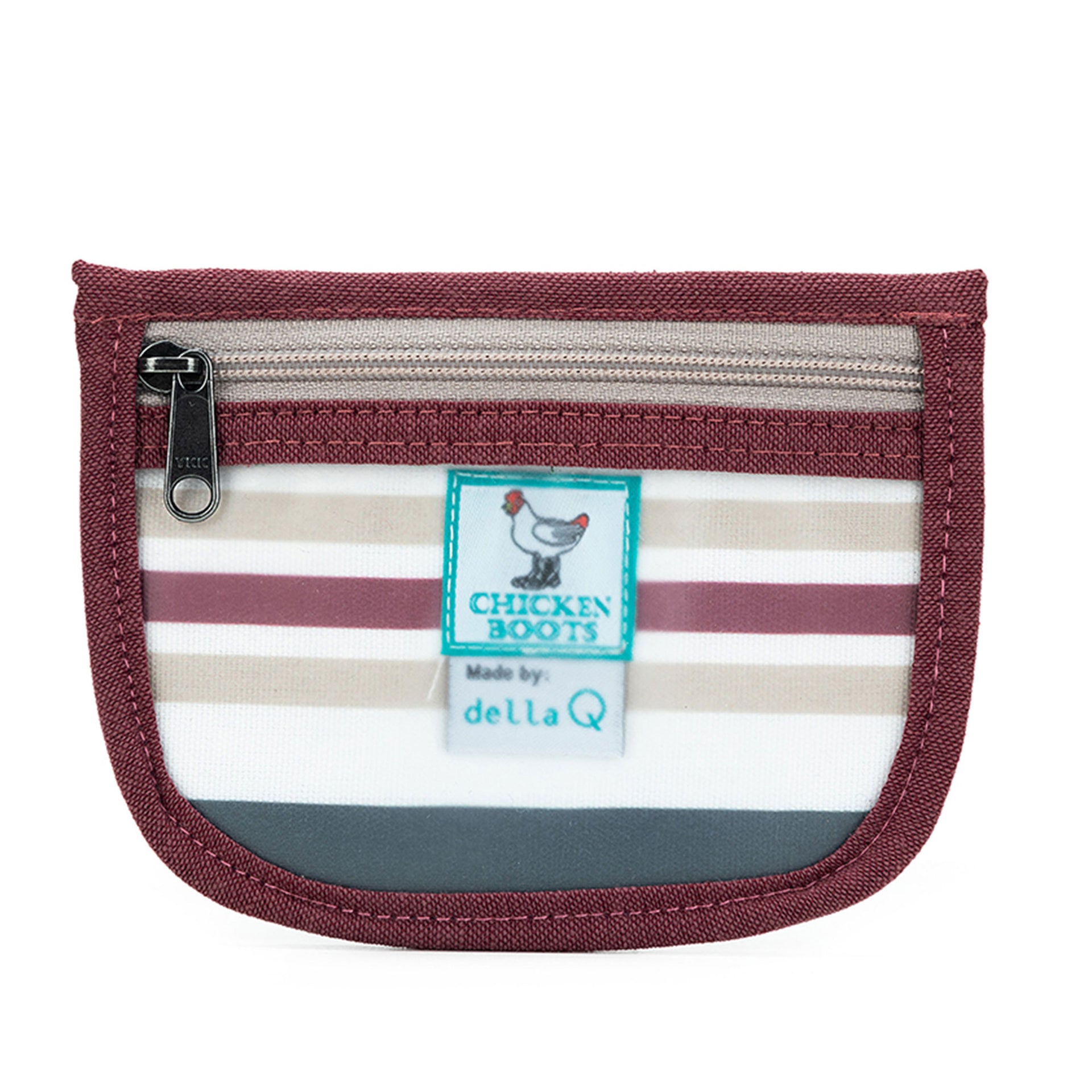 della Q Chicken Boots Stitch Marker Pouch - *Linen - Wine - Zoom Image
