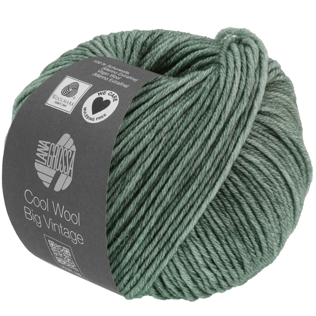 Lana Grossa Cool Wool Big Vintage Yarn - 7168 Green-Grey - Extra Image

