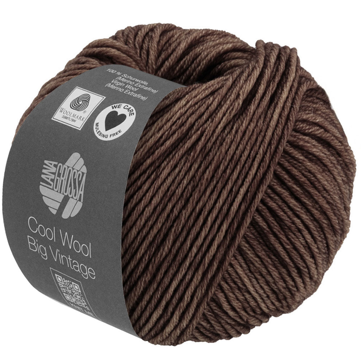 Lana Grossa Cool Wool Big Vintage Yarn - 7184 Dark Brown - Extra Image
