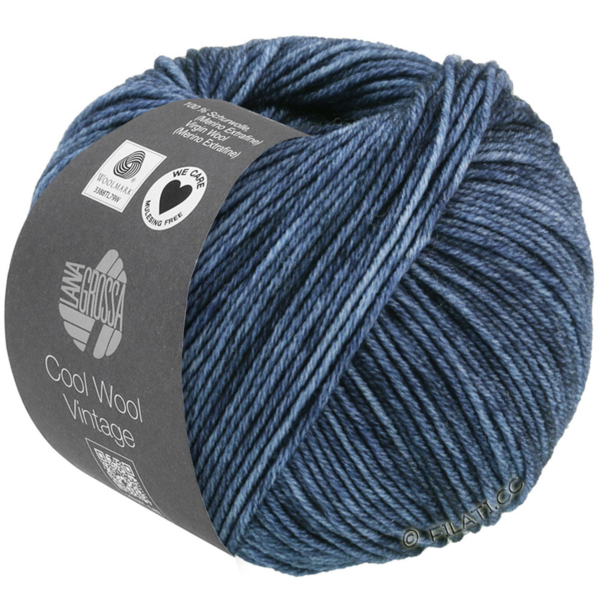 Lana Grossa Cool Wool Vintage Yarn - 7366 Dark Blue - Extra Image
