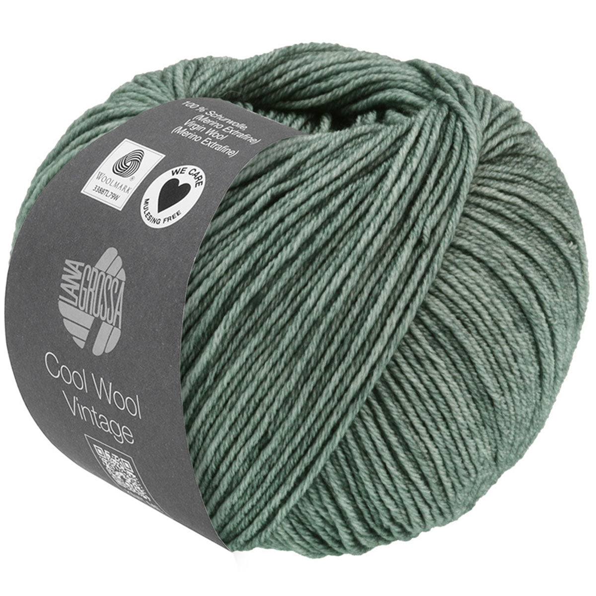 Lana Grossa Cool Wool Vintage Yarn - 7368 Green-Grey - Extra Image
