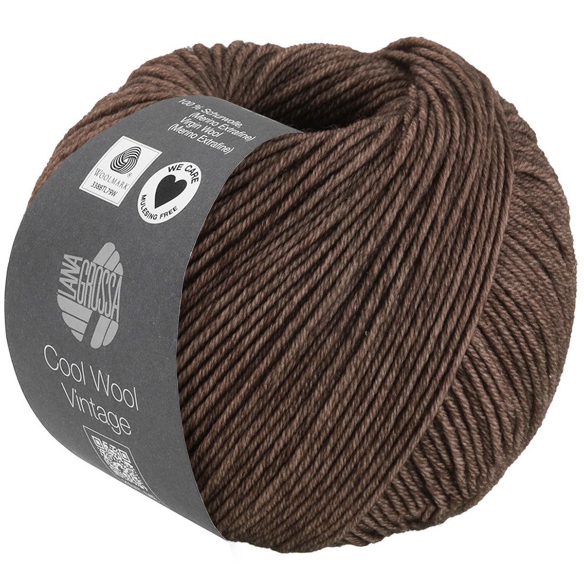 Lana Grossa Cool Wool Vintage Yarn - 7384 Dark Brown - Extra Image
