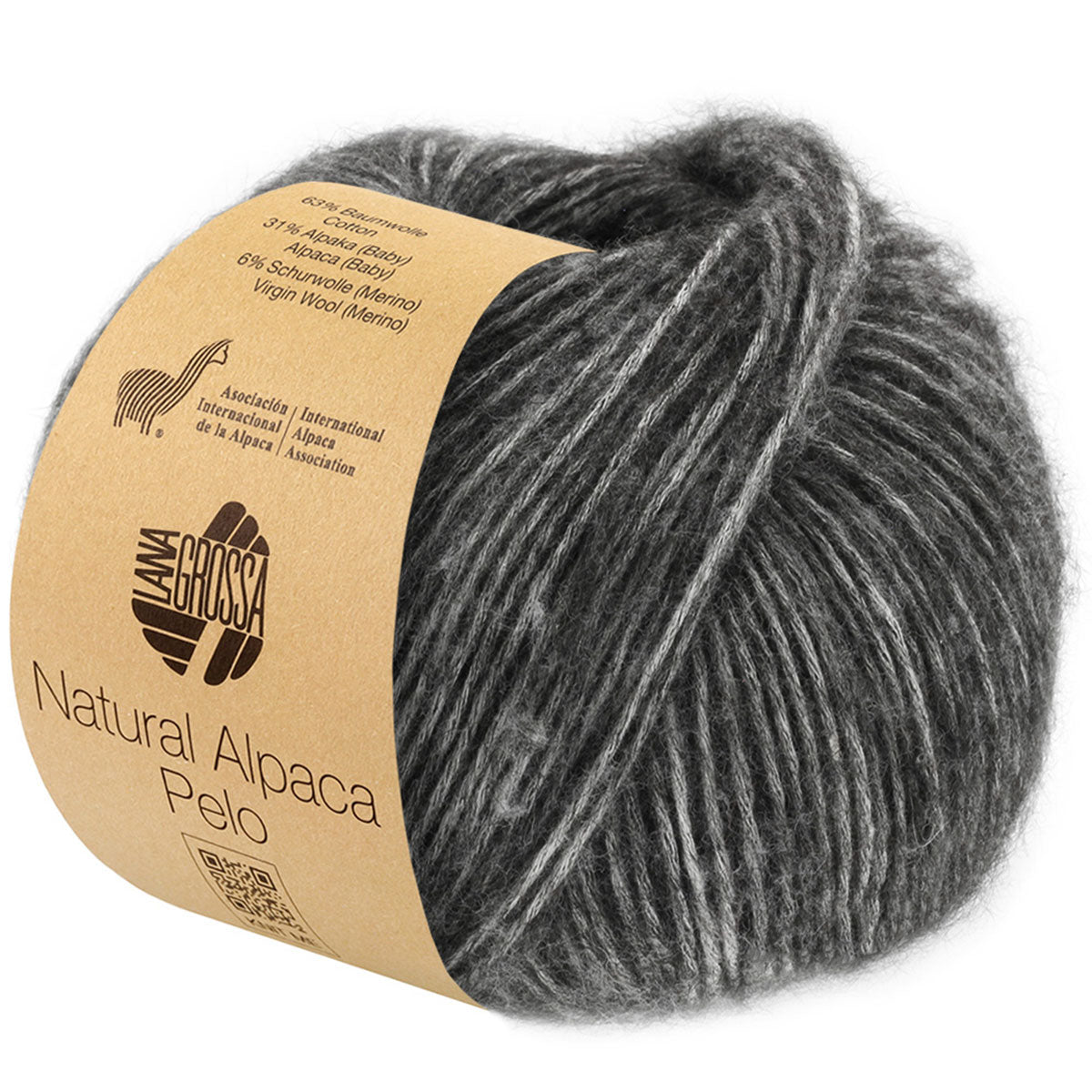Lana Grossa Natural Alpaca Pelo Yarn - 04 Dark Grey Melange - Extra Image
