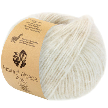 Lana Grossa Natural Alpaca Pelo Yarn - 05 Off White/Soft Beige - Extra Image