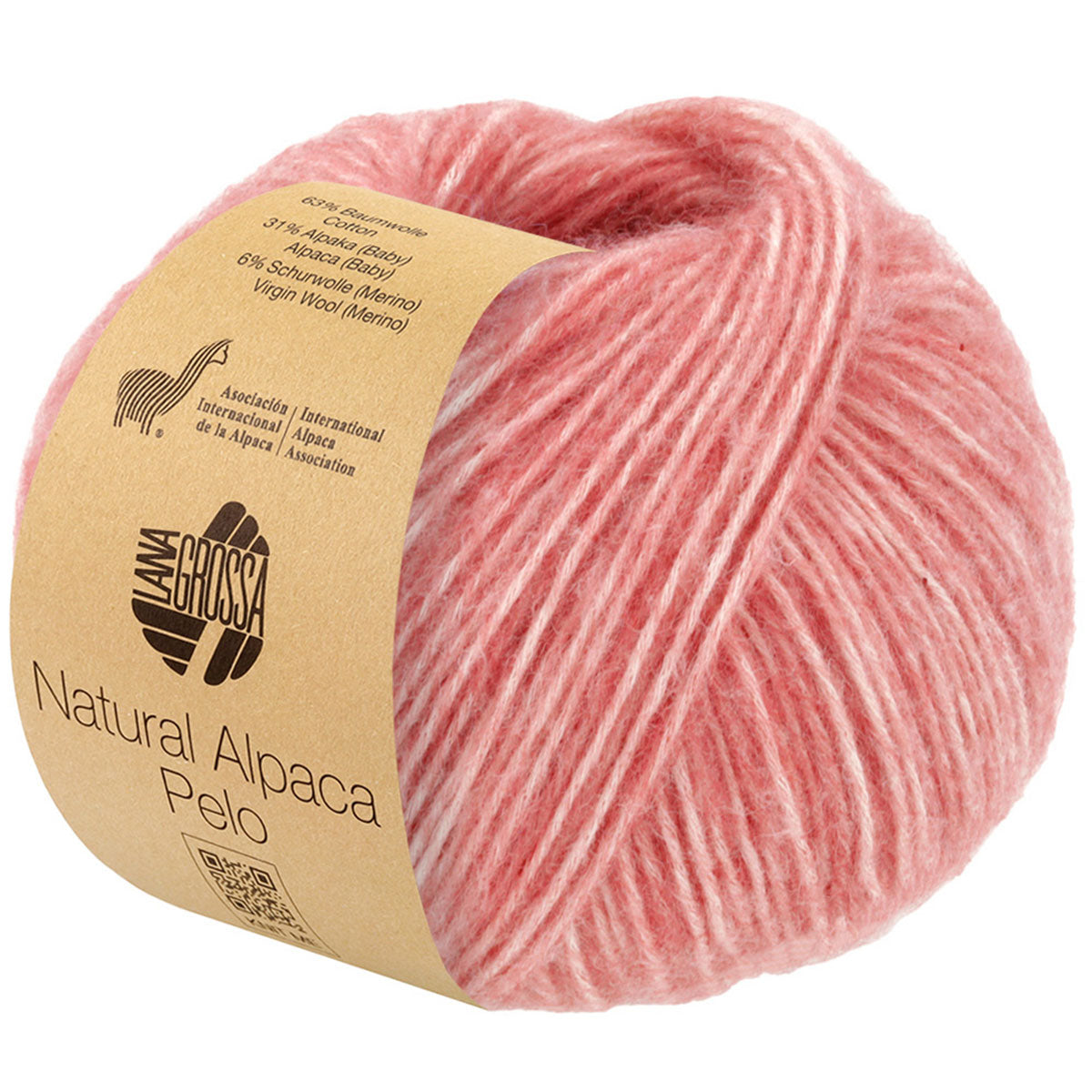 Lana Grossa Natural Alpaca Pelo Yarn - 16 Salmon Melange - Extra Image
