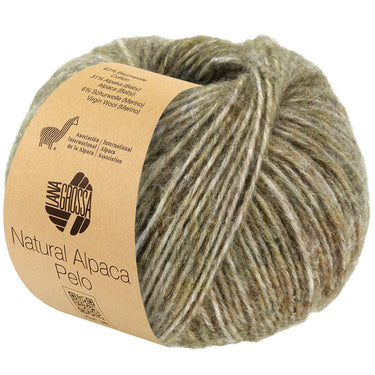 Lana Grossa Natural Alpaca Pelo Yarn - 21 Hay Green Melange - Extra Image