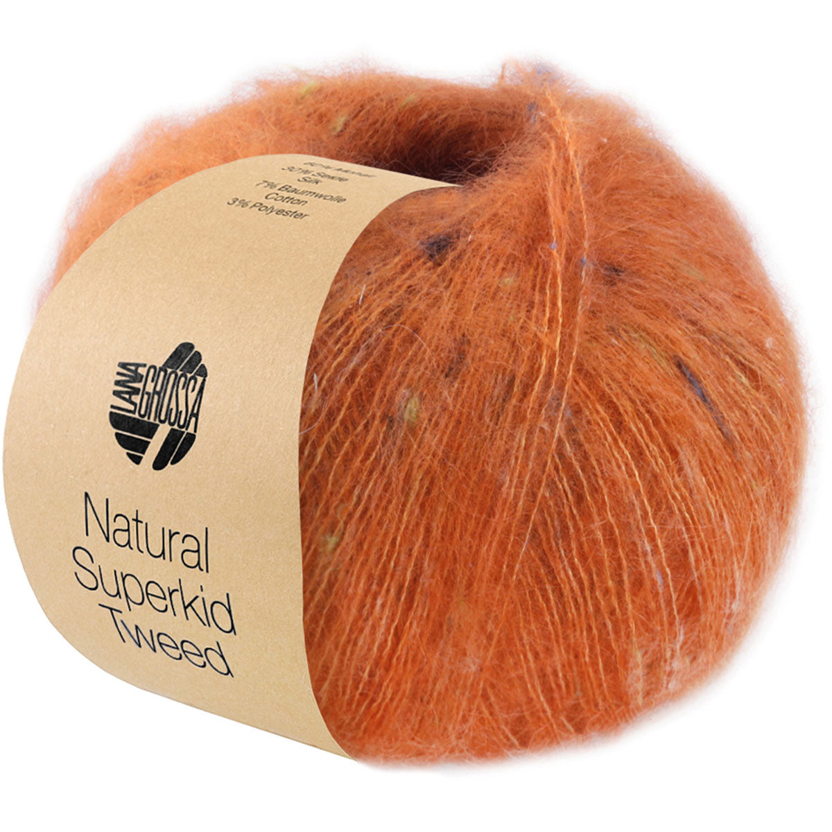 Lana Grossa Natural Superkid Tweed Yarn - 611 Rust Orange - Extra Image
