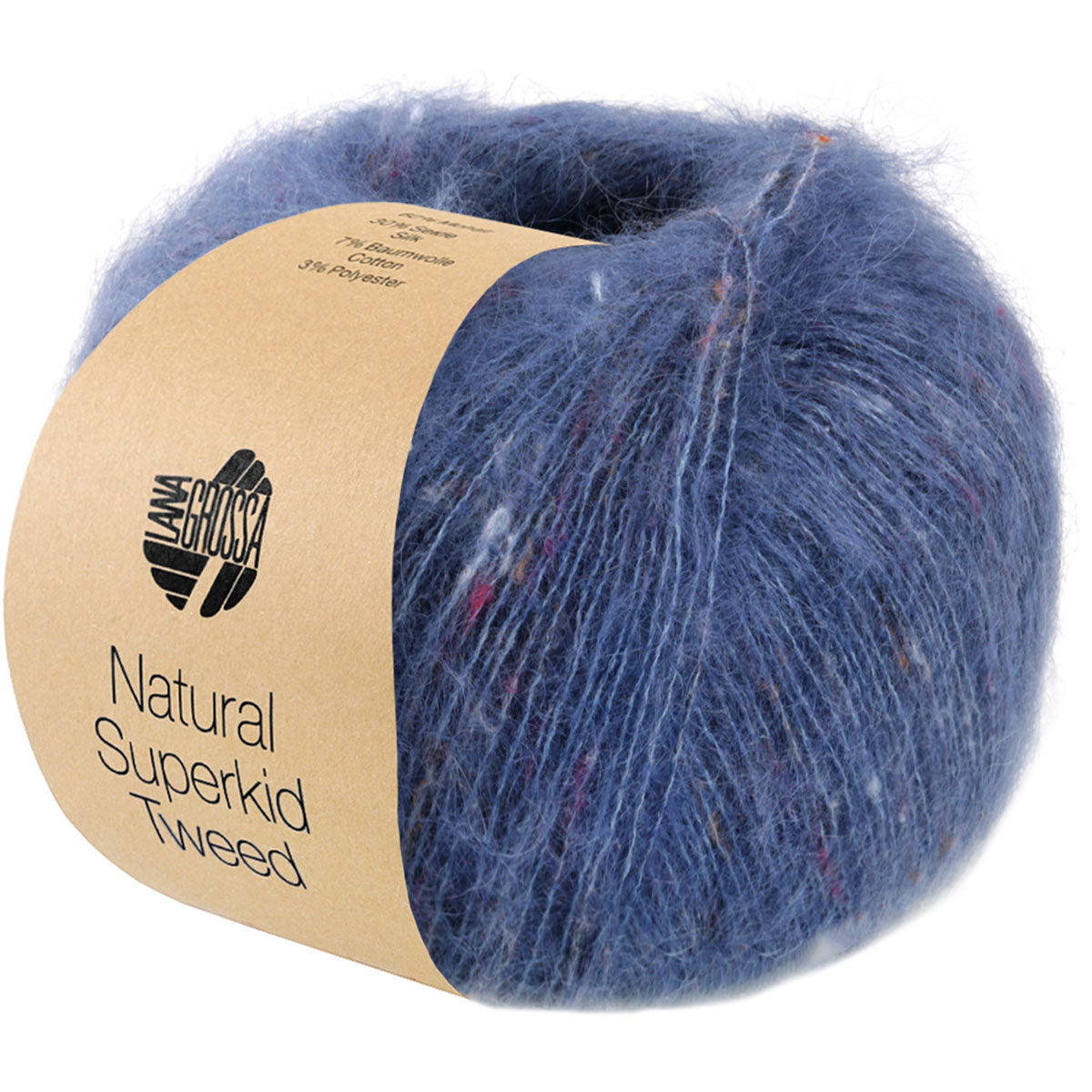 Lana Grossa Natural Superkid Tweed Yarn - 619 Dark Blue - Extra Image
