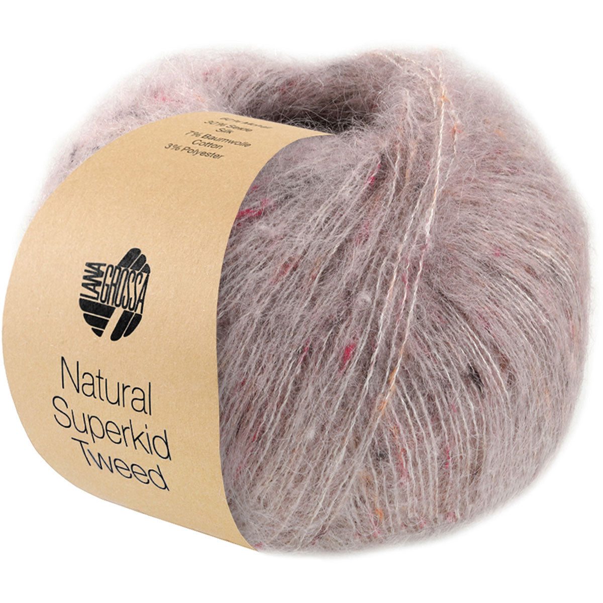 Lana Grossa Natural Superkid Tweed Yarn - 622 Pink Beige - Extra Image
