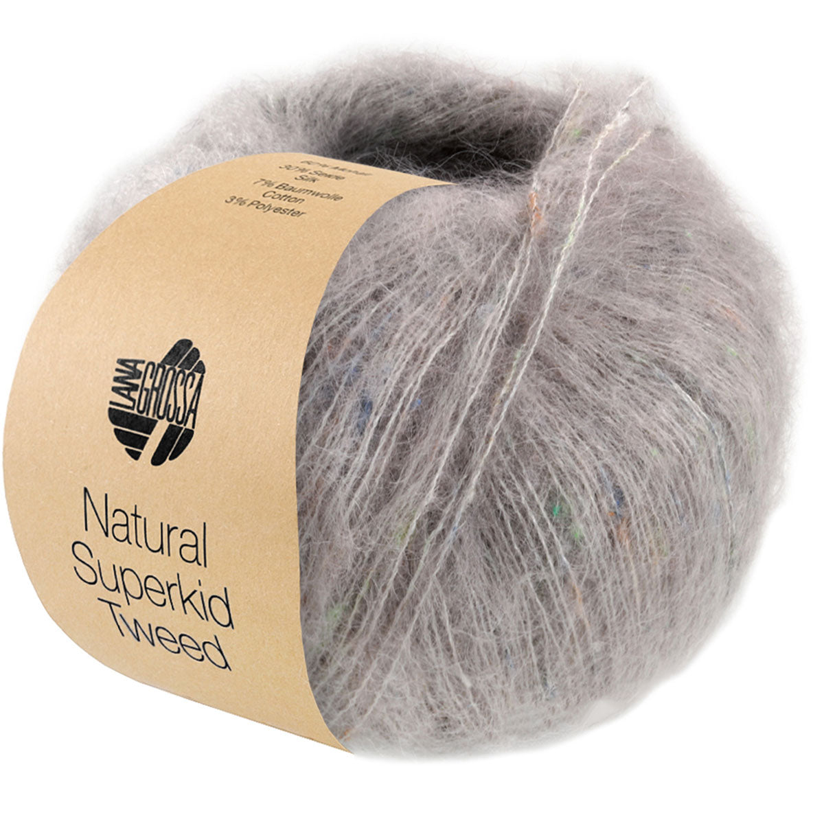 Lana Grossa Natural Superkid Tweed Yarn - 623 Light Grey - Extra Image
