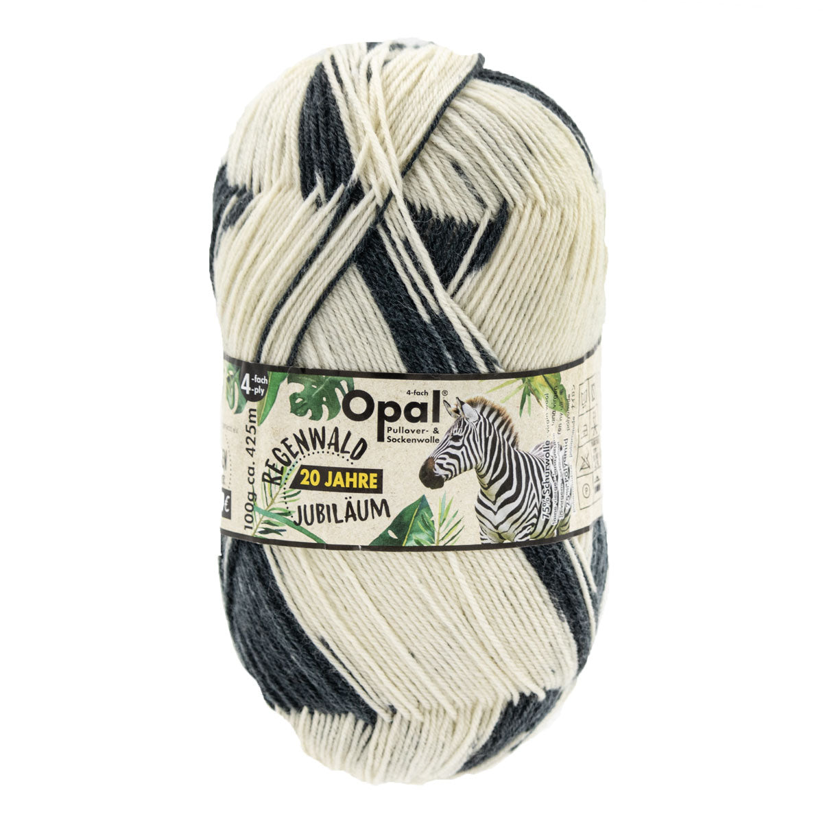 Opal Regenwald: 20th Anniversary Edition Yarn - 1205 Zebra - Extra Image
