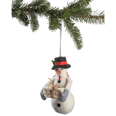 Silk Road Bazaar Handmade Felt Ornaments - Snowman - Zoom Image