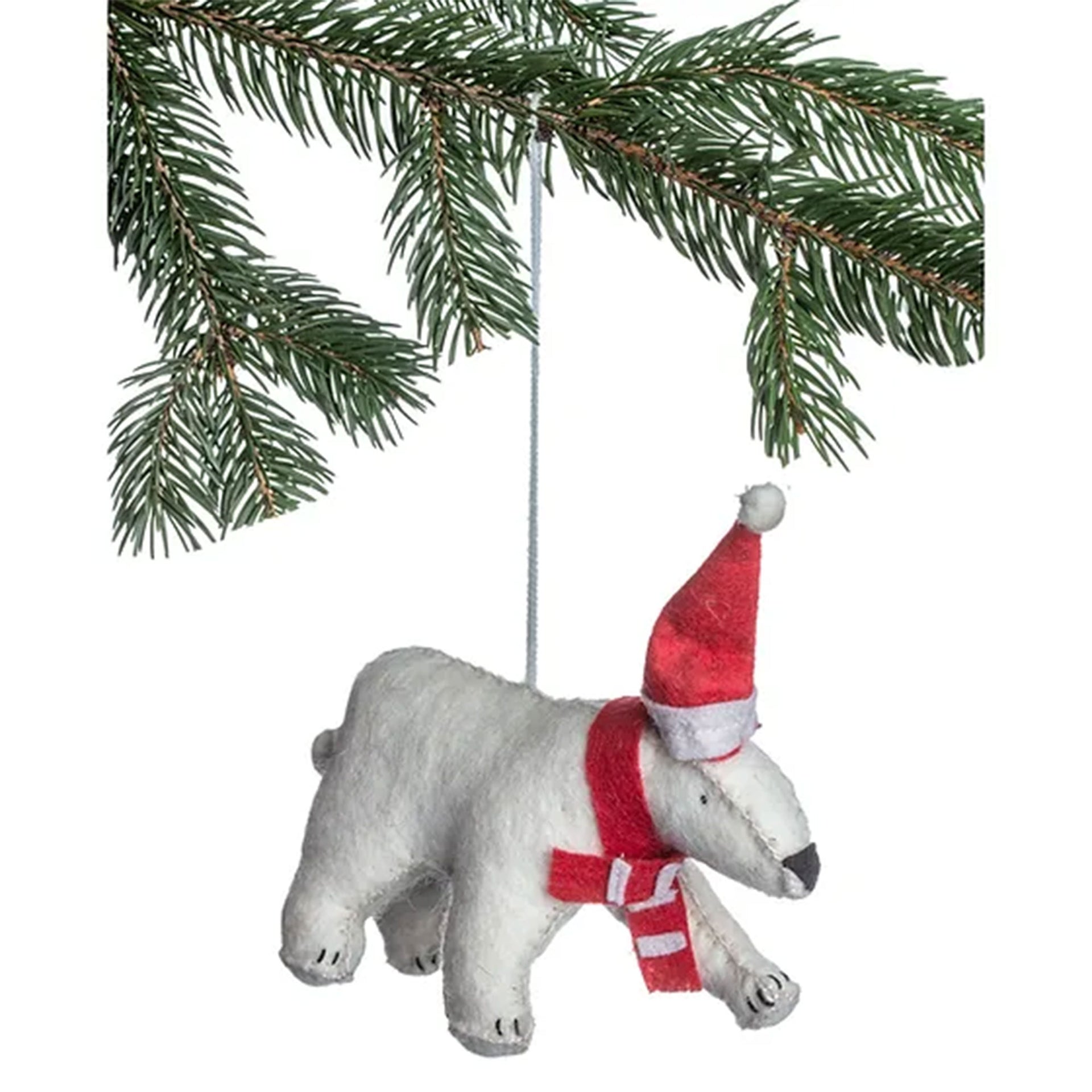 Silk Road Bazaar Handmade Felt Ornaments - Polar Bear - Zoom Image
